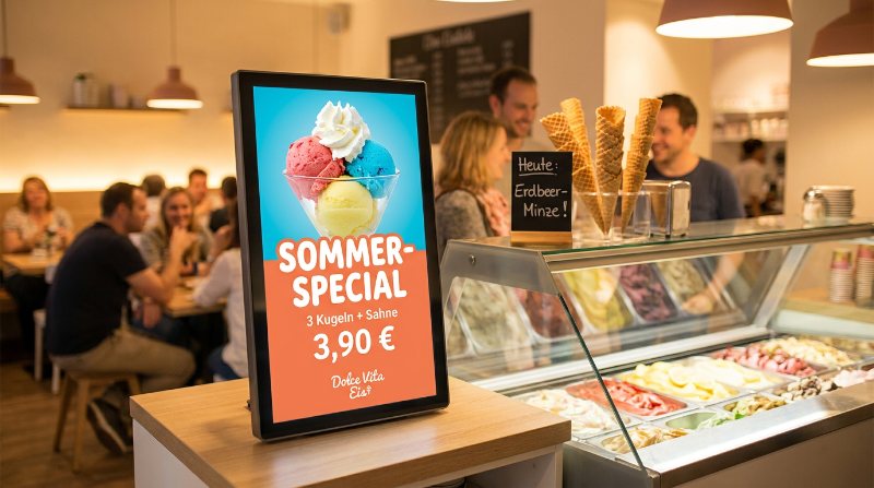 Display im Café