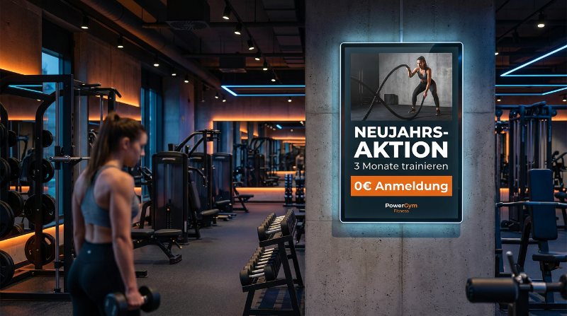 Display im Fitnessstudio