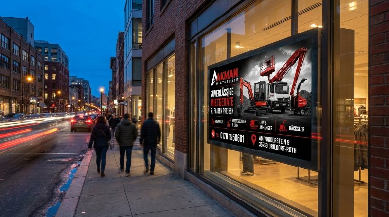 Digitales Schaufenster bei Nacht