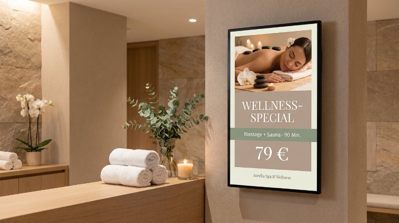 Display im Wellness-Studio